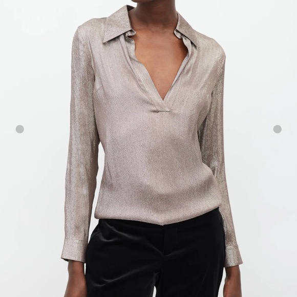 Gucci Metallic Gold Vintage Collared Long Sleeve Blouse Top IT42 / US 6 - Picture 1 of 11